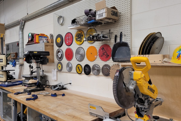 Shot Of Maker Lab With Saw Drill And Other Woodworking Equipment